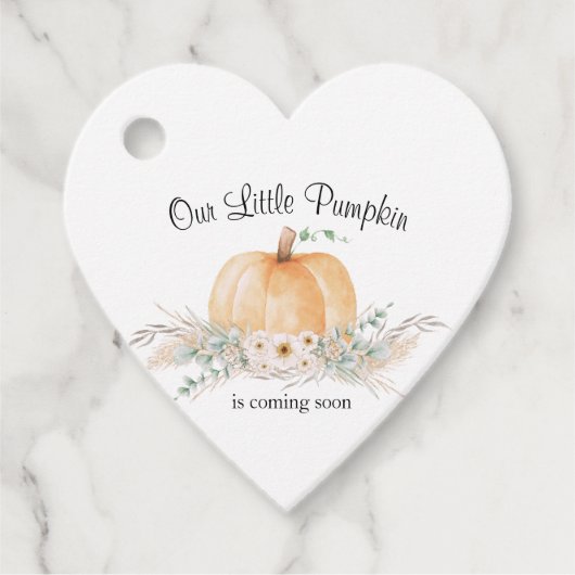 リトルカボチャ赤ちゃんシャワーメッセージカード フェイバータグ (正面)