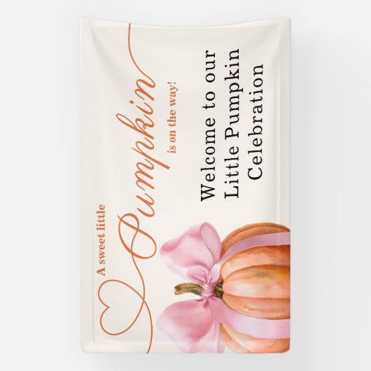 リトルカボチャ赤ちゃんシャワーリボン – ロマンチックなサレム 横断幕 (縦)