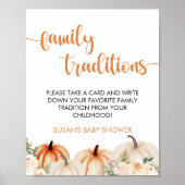 リトルカボチャ赤ちゃんシャワー家族の伝統のサイン ポスター (正面)