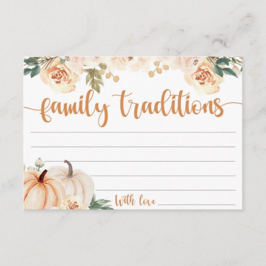 リトルカボチャ赤ちゃんシャワー家族の伝統カード エンクロージャーカード (正面)