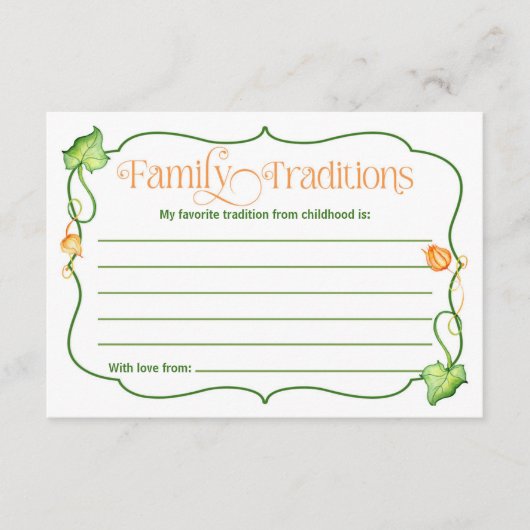 リトルカボチャ赤ちゃんシャワー家族の伝統ゲーム アドバイスカード (正面)