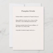 リトルカボチャ赤ちゃんシャワー招待状 – ピンクボウ 招待状 (裏面)