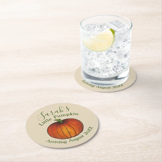 リトルカボチャ赤ちゃんシャワー新着秋秋 ラウンドペーパーコースター (インサイチュ)