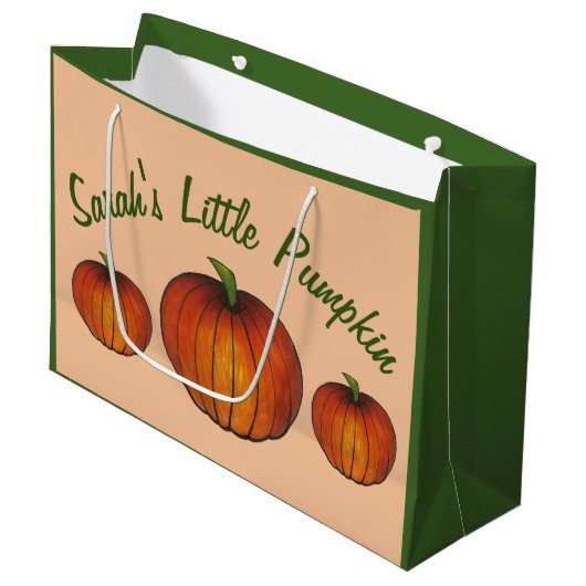 リトルカボチャ赤ちゃんシャワー新着秋秋 ラージペーパーバッグ (正面アングル)