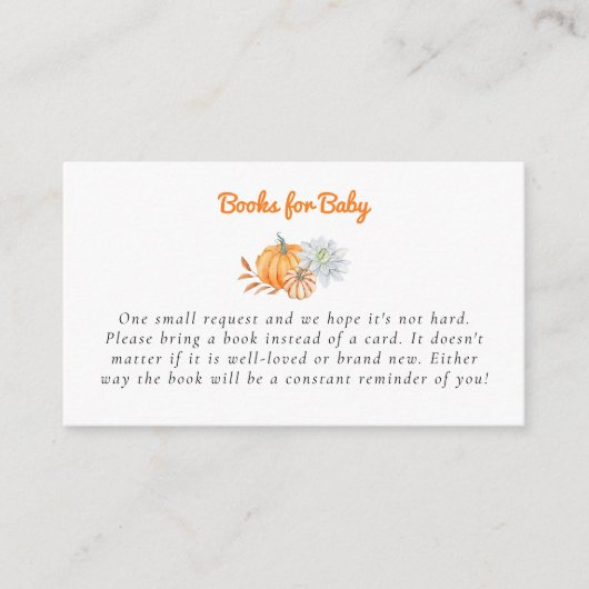 リトルカボチャ赤ちゃんシャワー本ベビーQRコード エンクロージャーカード (正面)