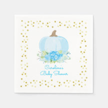 リトルカボチャ赤ちゃんシャワー水色ブルー金ゴールド