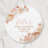 リトルカボチャ赤ちゃんシャワー秋ピンクフローラの好意 フェイバータグ (正面)