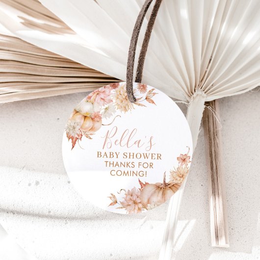 リトルカボチャ赤ちゃんシャワー秋ピンクフローラの好意 フェイバータグ