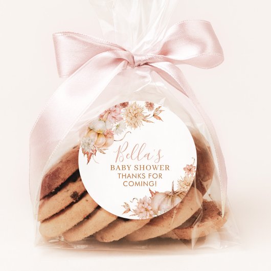 リトルカボチャ赤ちゃんシャワー秋ピンクフローラの好意 ラウンドシール