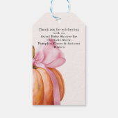 リトルカボチャ赤ちゃんシャワー – ピンクボウ秋 ギフトタグ (裏面)