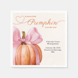 リトルカボチャ赤ちゃんシャワー – ピンクボウ秋 スタンダードカクテルナプキン