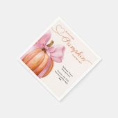 リトルカボチャ赤ちゃんシャワー – ピンクボウ秋 スタンダードカクテルナプキン (角)