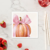 リトルカボチャ赤ちゃんシャワー – ピンクボウ秋 スタンダードカクテルナプキン (インサイチュ)