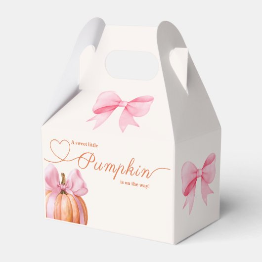 リトルカボチャ赤ちゃんシャワー – ピンクボウ秋 フェイバーボックス (正面サイド)