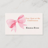 リトルカボチャ赤ちゃんシャワー – ピンクボウ秋 プレイスカード (正面)