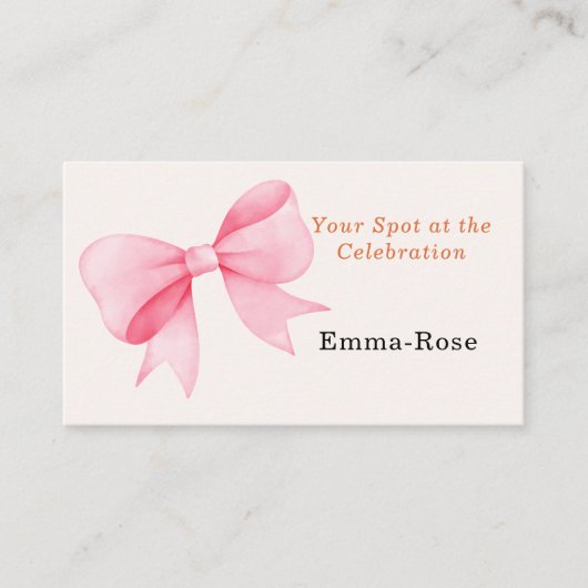 リトルカボチャ赤ちゃんシャワー – ピンクボウ秋 プレイスカード (正面)