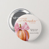 リトルカボチャ赤ちゃんシャワー – ピンクボウ秋 缶バッジ (正面&裏面)