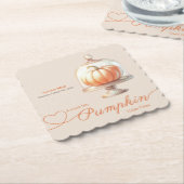 リトルカボチャ赤ちゃんシャワー – 秋のエレガンス ペーパーコースター (アングル)
