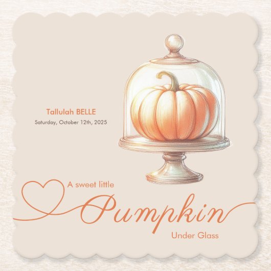 リトルカボチャ赤ちゃんシャワー – 秋のエレガンス ペーパーコースター (正面)