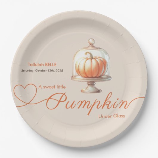 リトルカボチャ赤ちゃんシャワー – 秋シック ペーパープレート (正面)