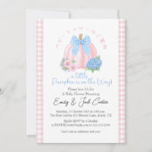 リトルカボチャ赤ちゃん女の子シャワーコケットピンクかわいい 招待状 (正面)