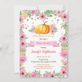 リトルカボチャ赤ちゃん女の子シャワー招待フローラ 招待状 (正面)