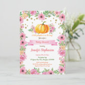 リトルカボチャ赤ちゃん女の子シャワー招待フローラ 招待状 (スタンド正面)