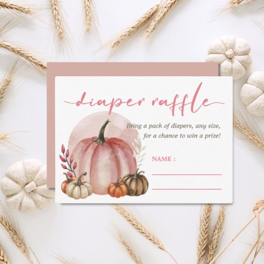 リトルカボチャ赤ちゃん女の子ピンクシャワーおむつラッフル エンクロージャーカード