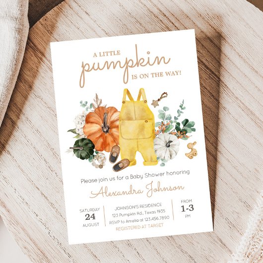 リトルカボチャ赤ちゃん服ベビーシャワー招待状 招待状