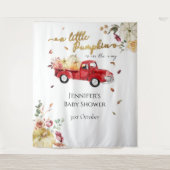 リトルカボチャ赤トラック赤ちゃんシャワー背景 タペストリー (正面)