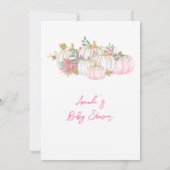 リトルカボチャ赤面ピンクグリーナリーベビーシャワー 招待状 (裏面)