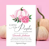 リトルカボチャ赤面ピンク秋素朴ベビーシャワー 招待状