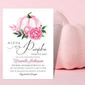 リトルカボチャ赤面ピンク秋素朴ベビーシャワー 招待状