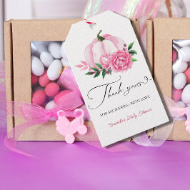 リトルカボチャ赤面ピンク素朴ベビーシャワー ギフトタグ