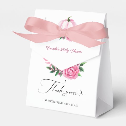 リトルカボチャ赤面ピンク素朴ベビーシャワー フェイバーボックス (正面サイド)