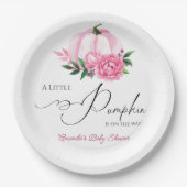 リトルカボチャ赤面ピンク素朴ベビーシャワー ペーパープレート (正面)