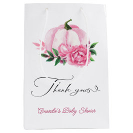 リトルカボチャ赤面ピンク素朴ベビーシャワー ミディアムペーパーバッグ