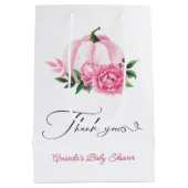 リトルカボチャ赤面ピンク素朴ベビーシャワー ミディアムペーパーバッグ (裏面)