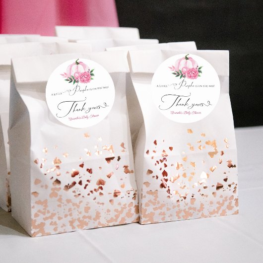 リトルカボチャ赤面ピンク素朴ベビーシャワー ラウンドシール