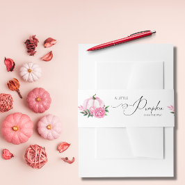 リトルカボチャ赤面ピンク素朴ベビーシャワー 招待状ベリーバンド