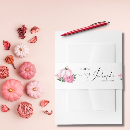 リトルカボチャ赤面ピンク素朴ベビーシャワー 招待状ベリーバンド