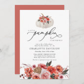 リトルカボチャ赤面秋フローラガールベビーシャワー 招待状 (正面/裏面)