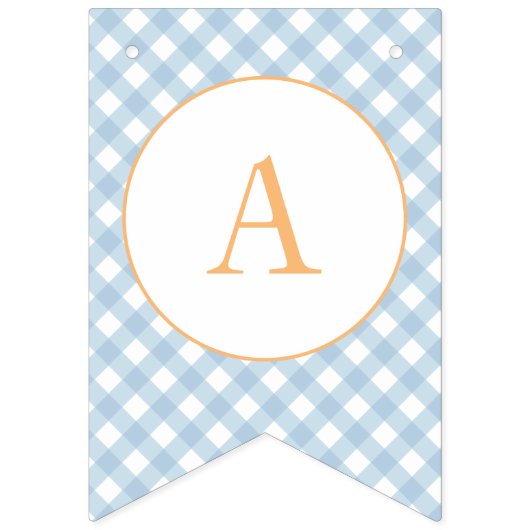 リトルカボチャ軽い青い格子最初の誕生日 バンティングフラッグ (第3の旗)