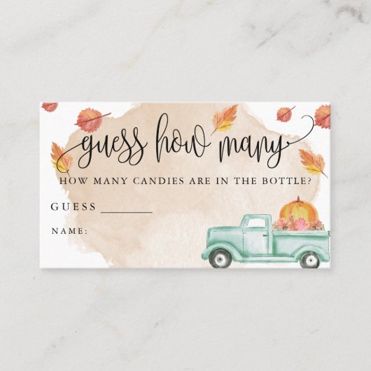 リトルカボチャ農場のトラックは、何枚のゲームカードを推測 名刺 (正面)