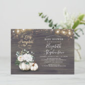 リトルカボチャ金ゴールドグリッター秋ベビーシャワー 招待状 (スタンド正面)