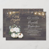 リトルカボチャ金ゴールドグリッター秋ベビーシャワー 招待状 (正面/裏面)