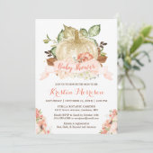 リトルカボチャ金ゴールドグリッター秋ベビーシャワー 招待状 (スタンド正面)