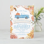 リトルカボチャ青いトラックボーイ1st誕生日パーティーI 招待状 (スタンド正面)