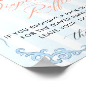 リトルカボチャ青い弓ベビーシャワーおむつラッフル ポスター (角)