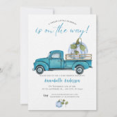 リトルカボチャ青い水色ボーイベビーシャワー 招待状 (正面)